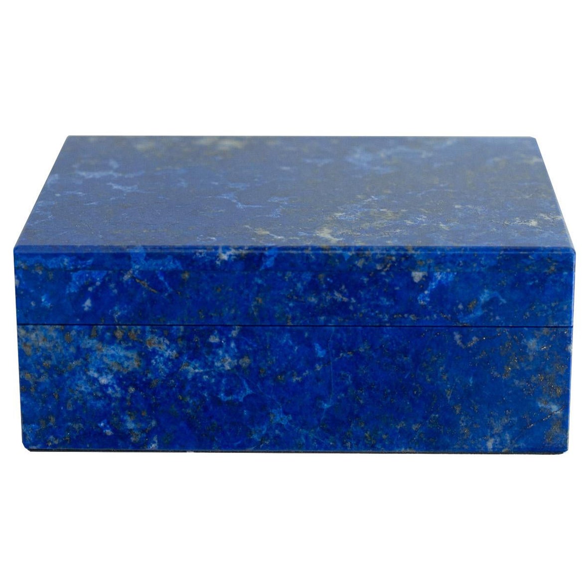 Petite boîte italienne contemporaine en lapis bleu avec couvercle à charnière