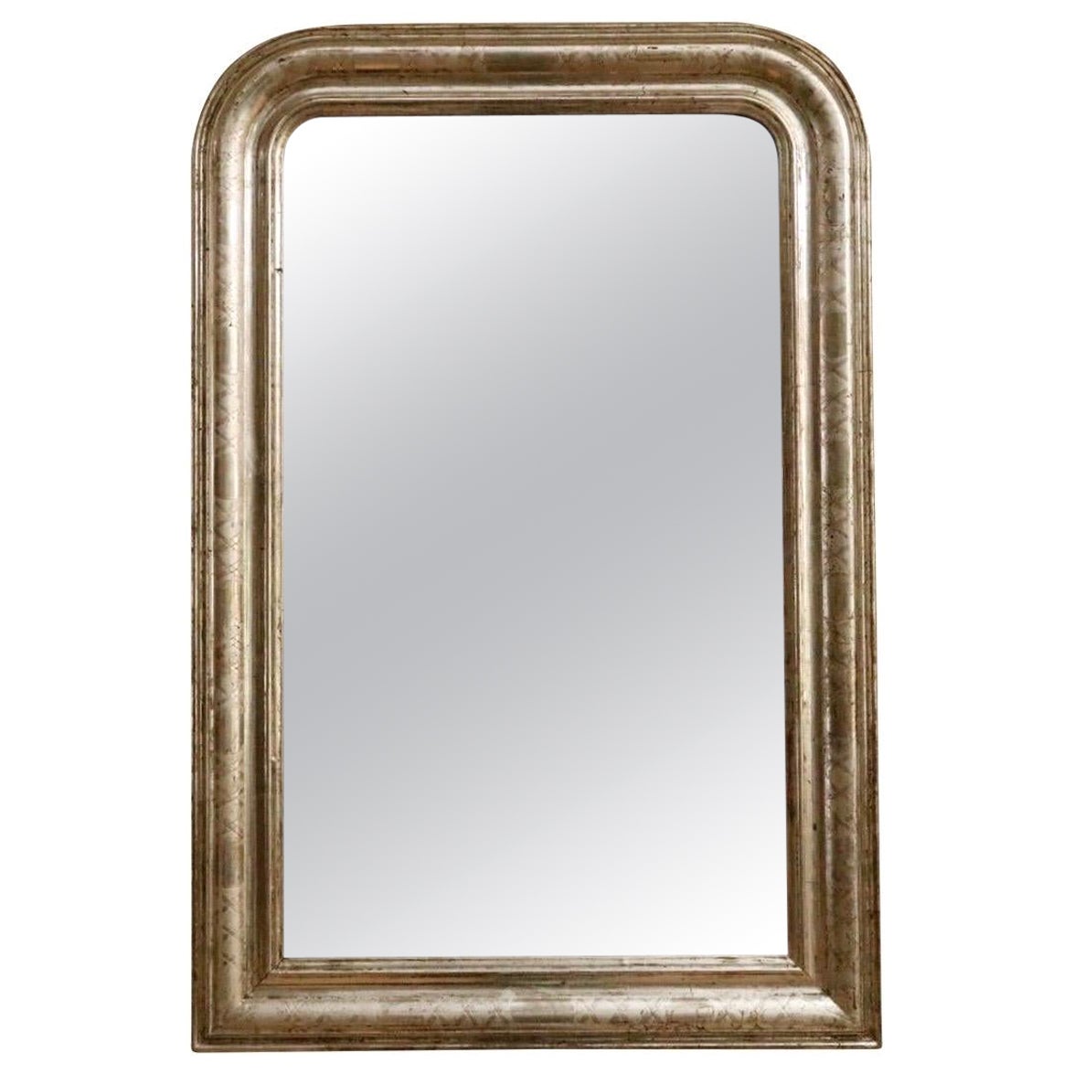 Large French Louis Philippe Arched Wall Mirror For Sale