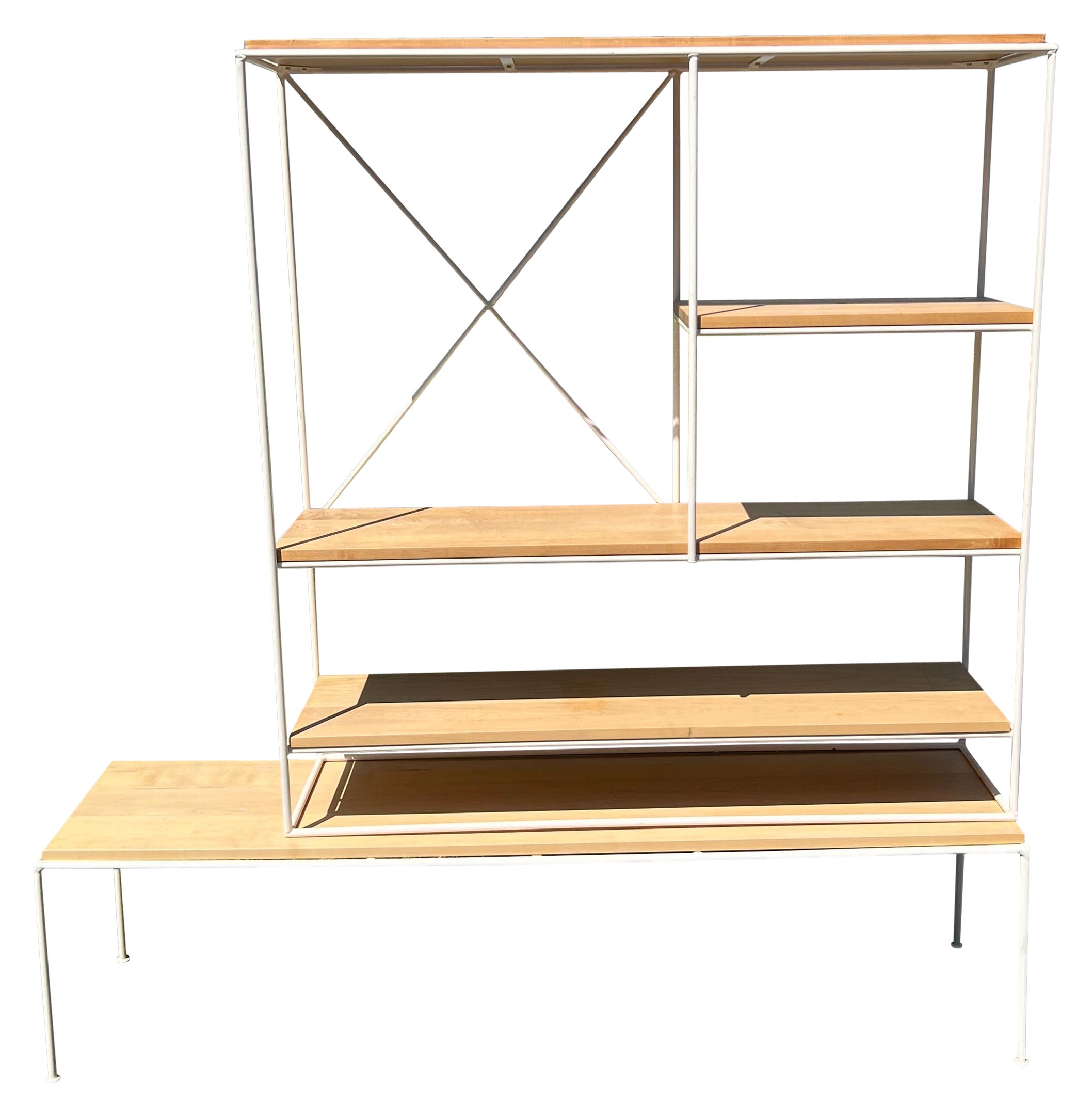 Paul McCobb Planner Group Attributed Etagere in White Iron and Light Maple