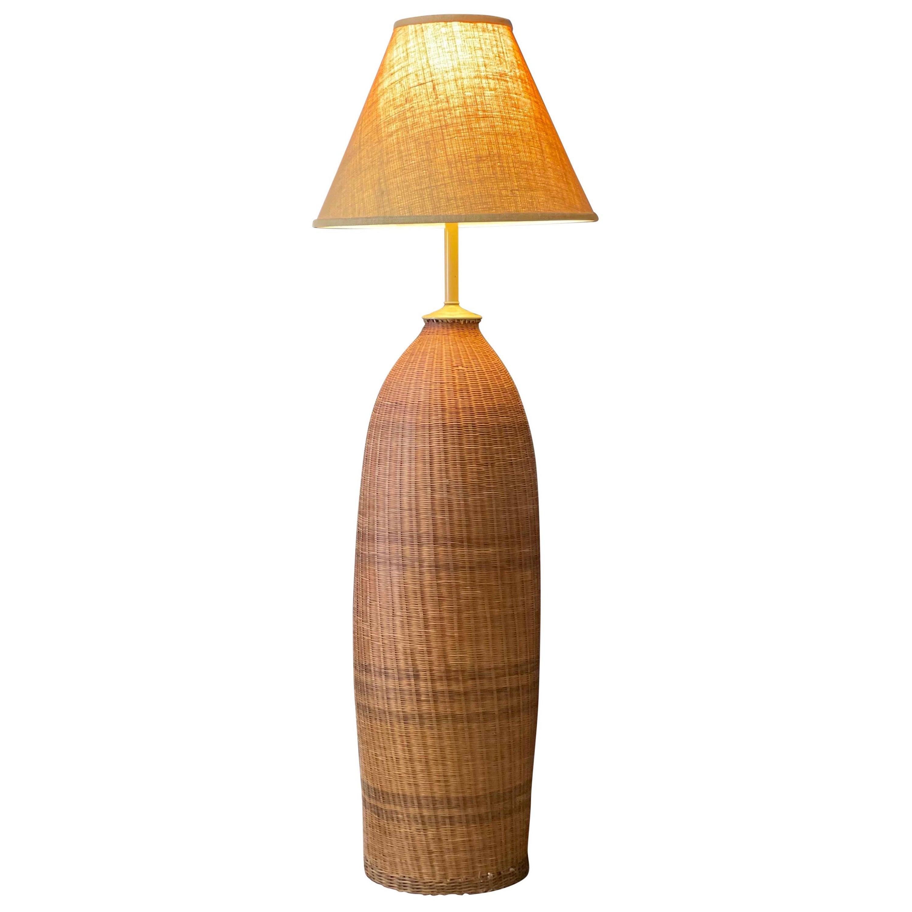 Large Wicker Floor Lamp For Sale
