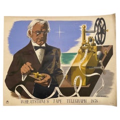 "Wheatstone's Tape Telegraph 1858" cartel litográfico original de la GPO por Eric Fraser