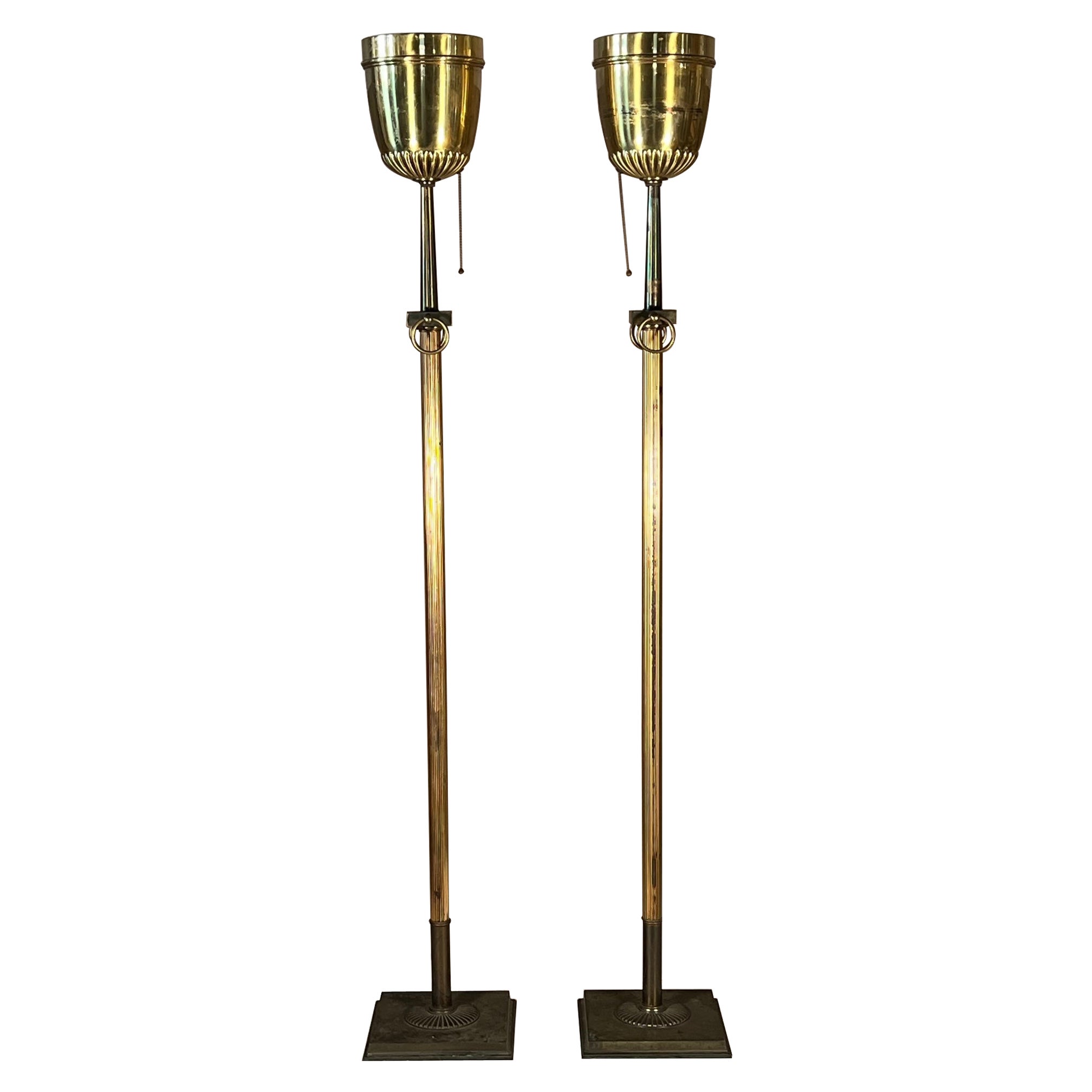 A Pair of Brass Torcheres Ca' 1950's For Sale