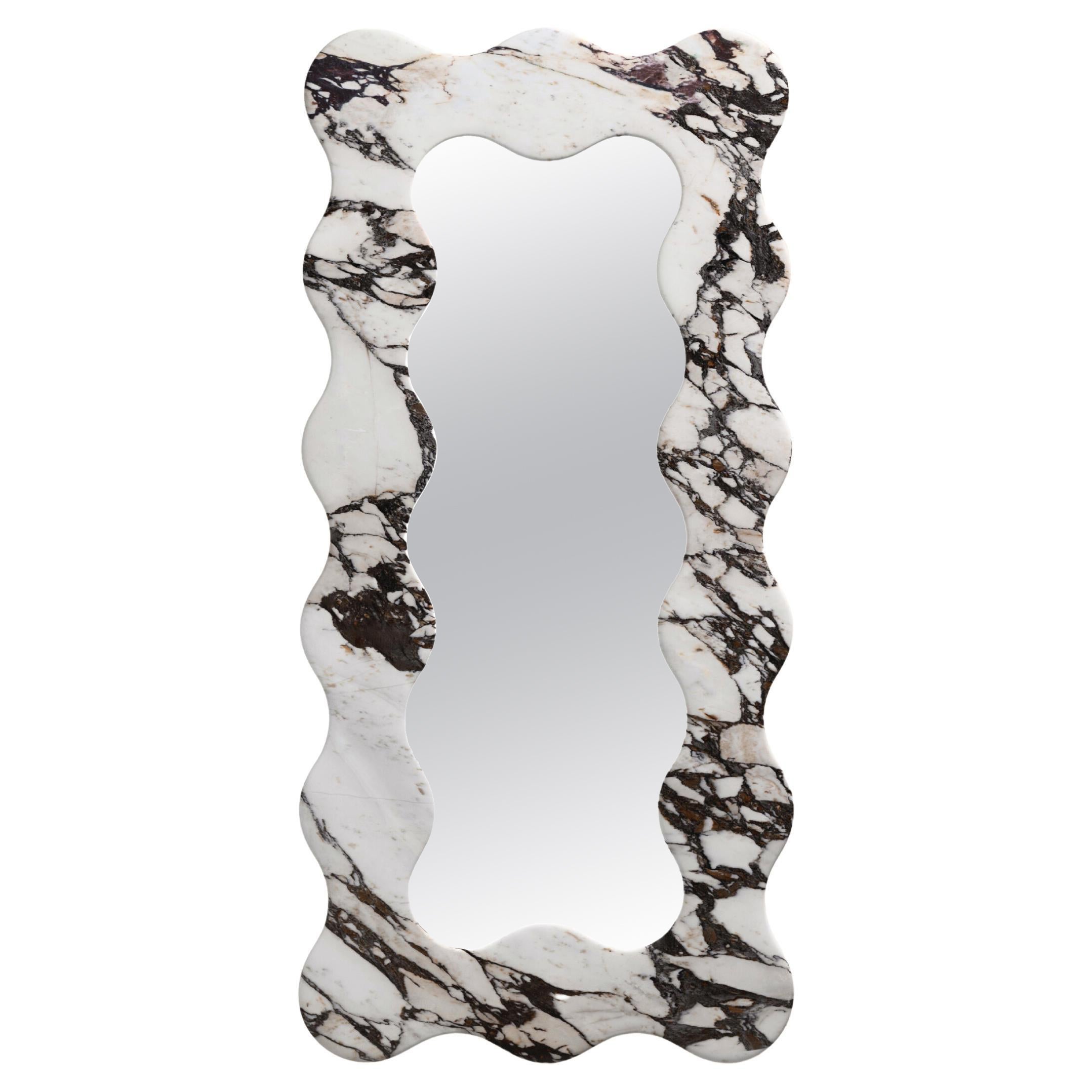 FORM(LA) Palla Floor Mirror 87"H x 42"W x 1.5"D Calacatta Viola Marble For Sale
