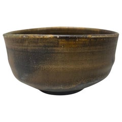 Tazón de Té Chawan Esmaltado Tashiko Tazaezu Firmado Japanese Hawaiian Studio Pottery