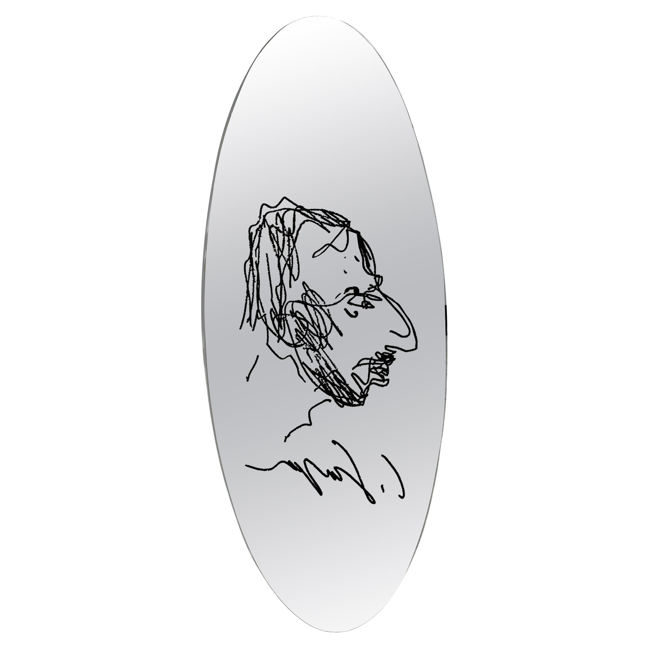 Vintage20th Century Mirror with Autoportrait of Carlo Scarpa for Gavina For Sale
