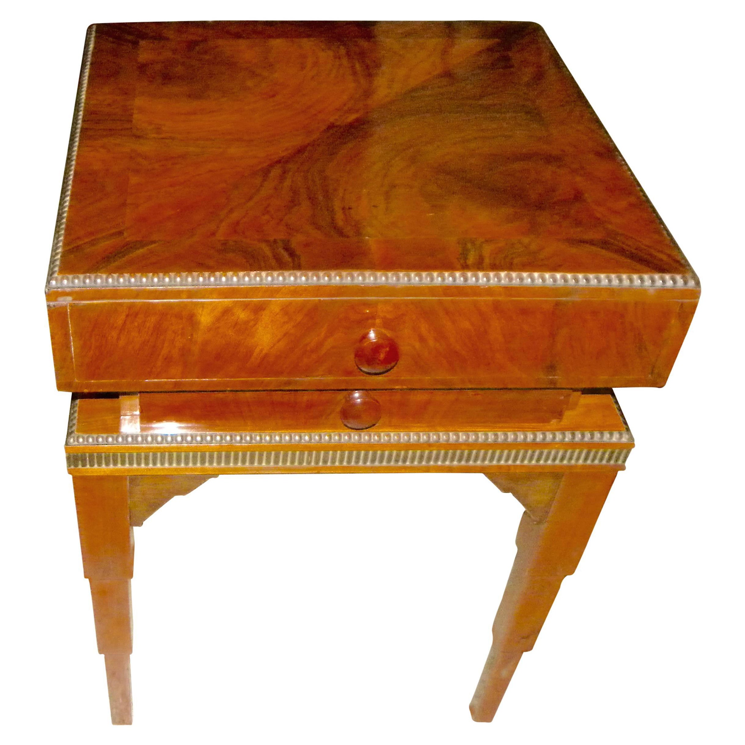 Art Deco Stepped Table with Storage and Drawers For Sale