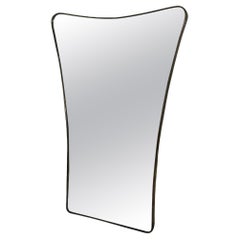 Retro Italian Brass Frame Wave Wall Mirror 1960s