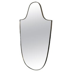 Retro Brass Italian Shield Wall Mirror 1960s