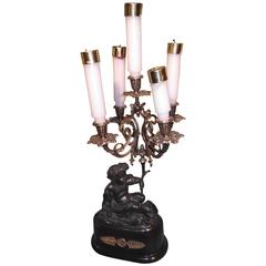Vintage Cherub Candelabra out of Solid Bronze and Brass 
