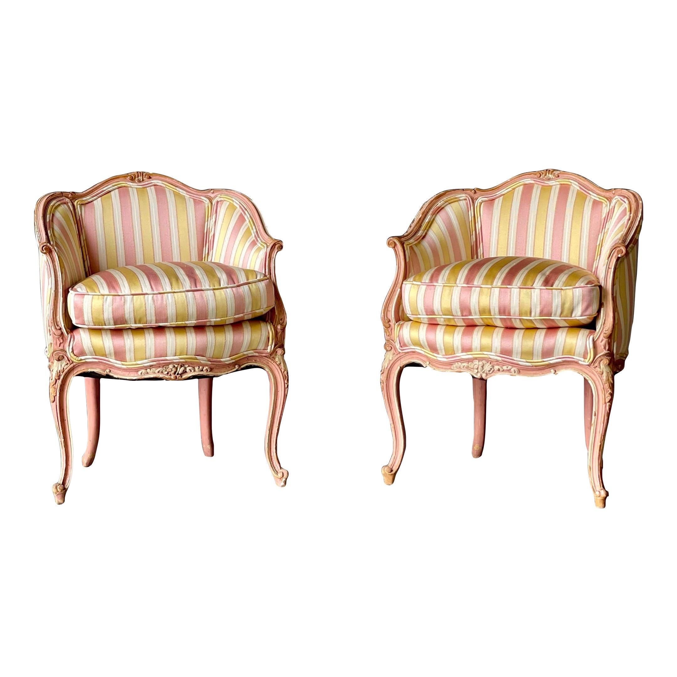Paire de chaises Bergere de style Louis XV en vente