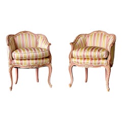 Used Louis XV Style Bergere Chairs - a Pair
