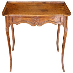 French 18th Century Louis XV Walnut Side Table with Gallery and Lateral Drawer