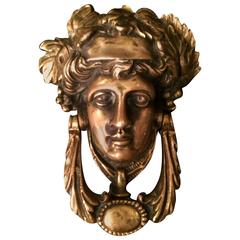 Antique Solid Brass Female Door Knocker Made in England