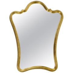 Chelini Firenze Curved Gilt Wood Mid-Century Wall Mirror, Italy, 1950s