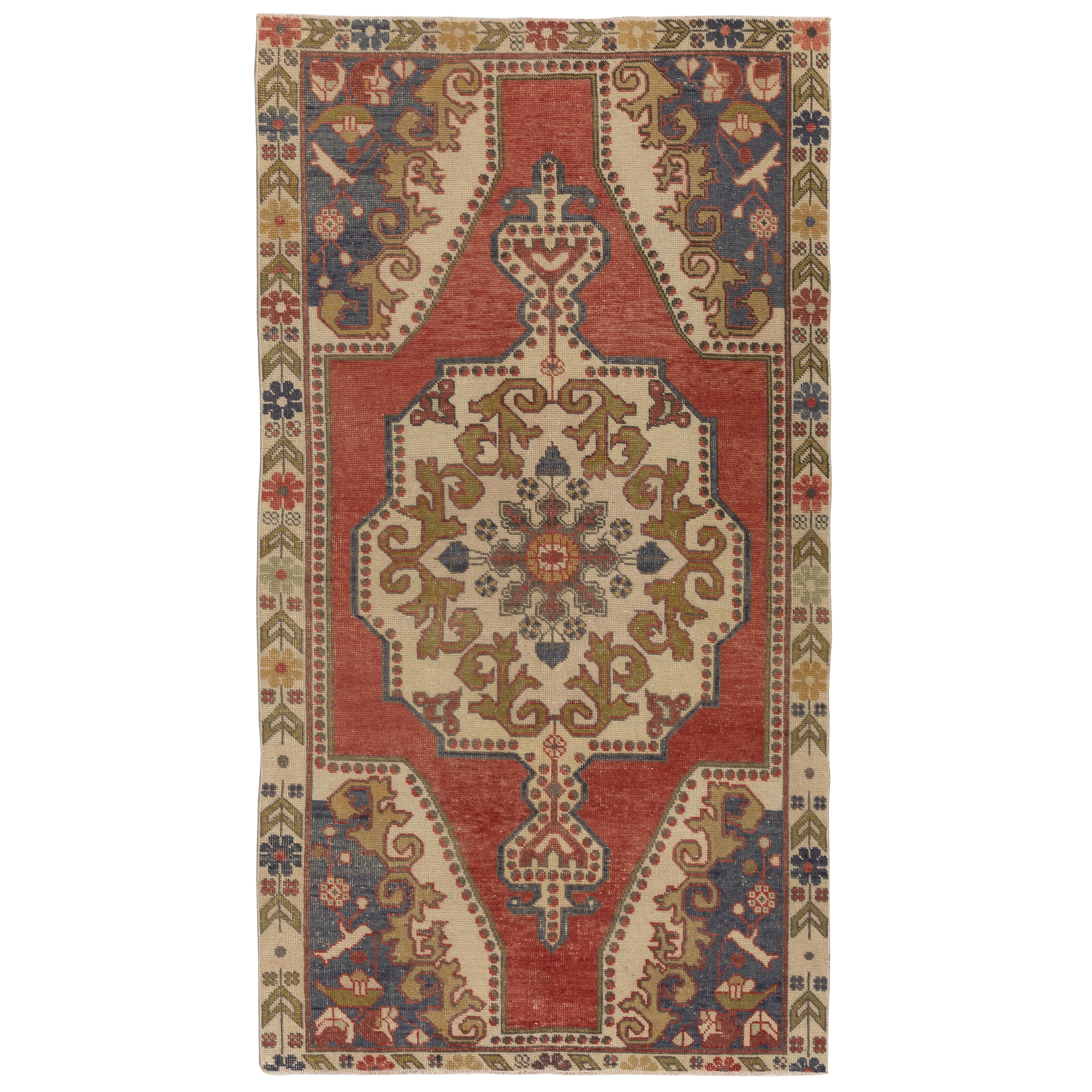 4.4x7.8 Ft Traditional Handknotted Village Rug, Vintage Tribal Carpet, 100% Wool For Sale