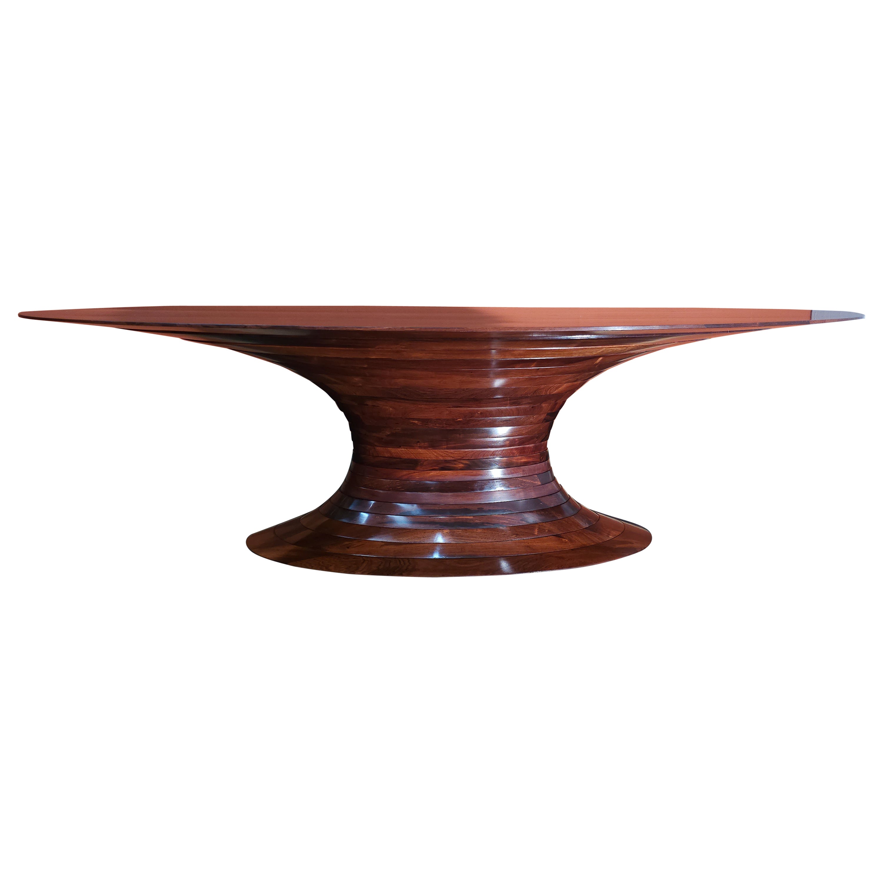  Limited edition Italian solid rosewood oval dining table For Sale