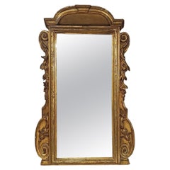 Antique SECOND HALF OF THE 18th CENTURY SMALL MIRROR IN GOLDEN WOOD 
