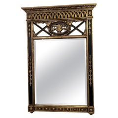 Vintage Stunning Large Black & Gold Neoclassical Style Wall Mirror