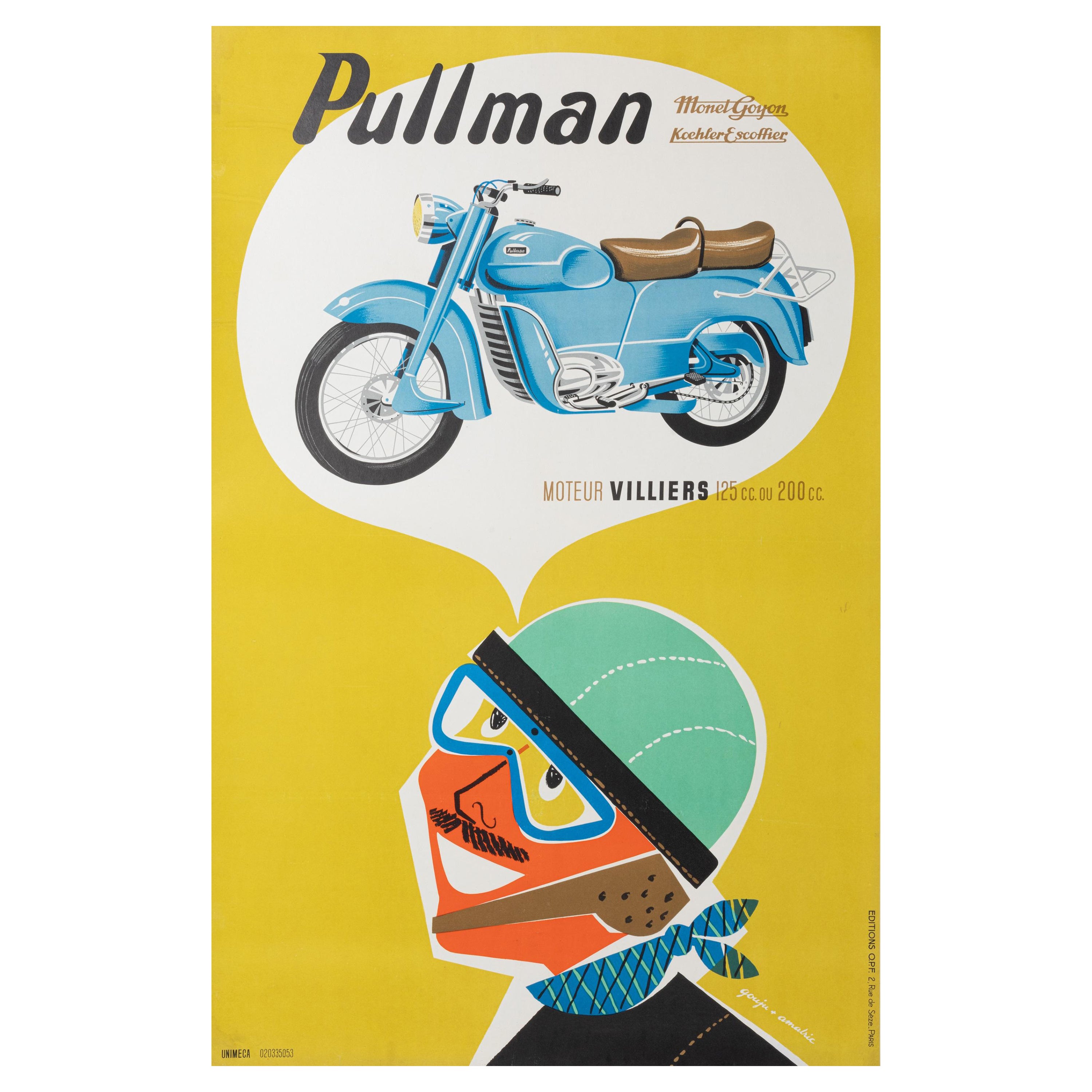 Gouju Amalric, Original Motocycle Poster, Pullman, Monet Goyon Koehler, 1956 For Sale