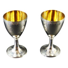 Antique Late 18th Century Pair of George III Silver Wine Goblets