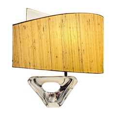 Retro 1950s DAUM France Crystal Glass & Sailboat Signed Table Lamp inc Original Shade
