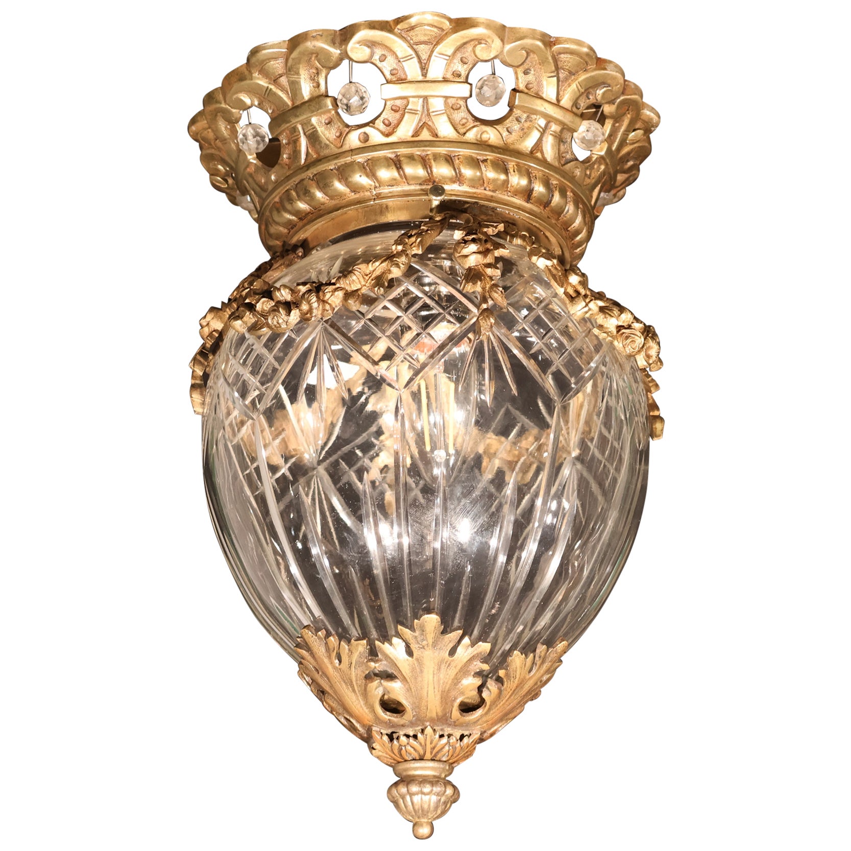 Gilt Bronze & Cut Crystal Globe For Sale