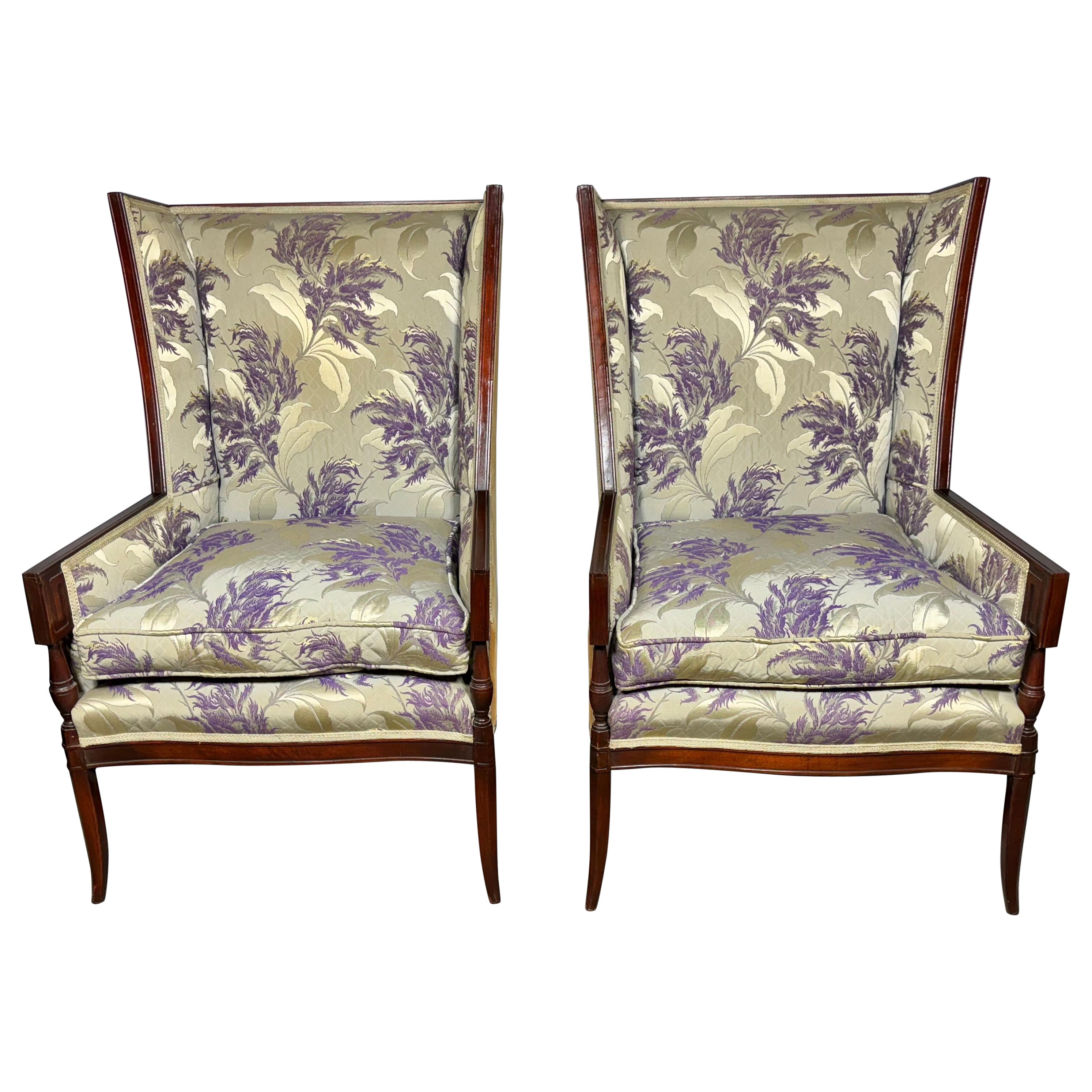 Pair Dramatic Oversized Regency Lounge Chairs attributed to Grosfeld House For Sale