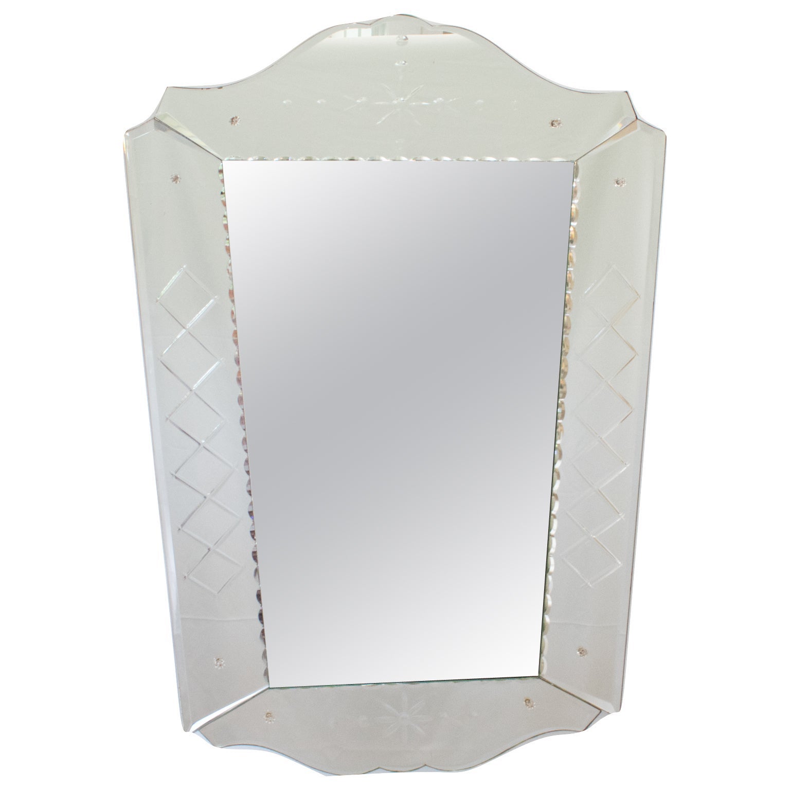 Important Venetian Wall Mirror, France 1940s For Sale