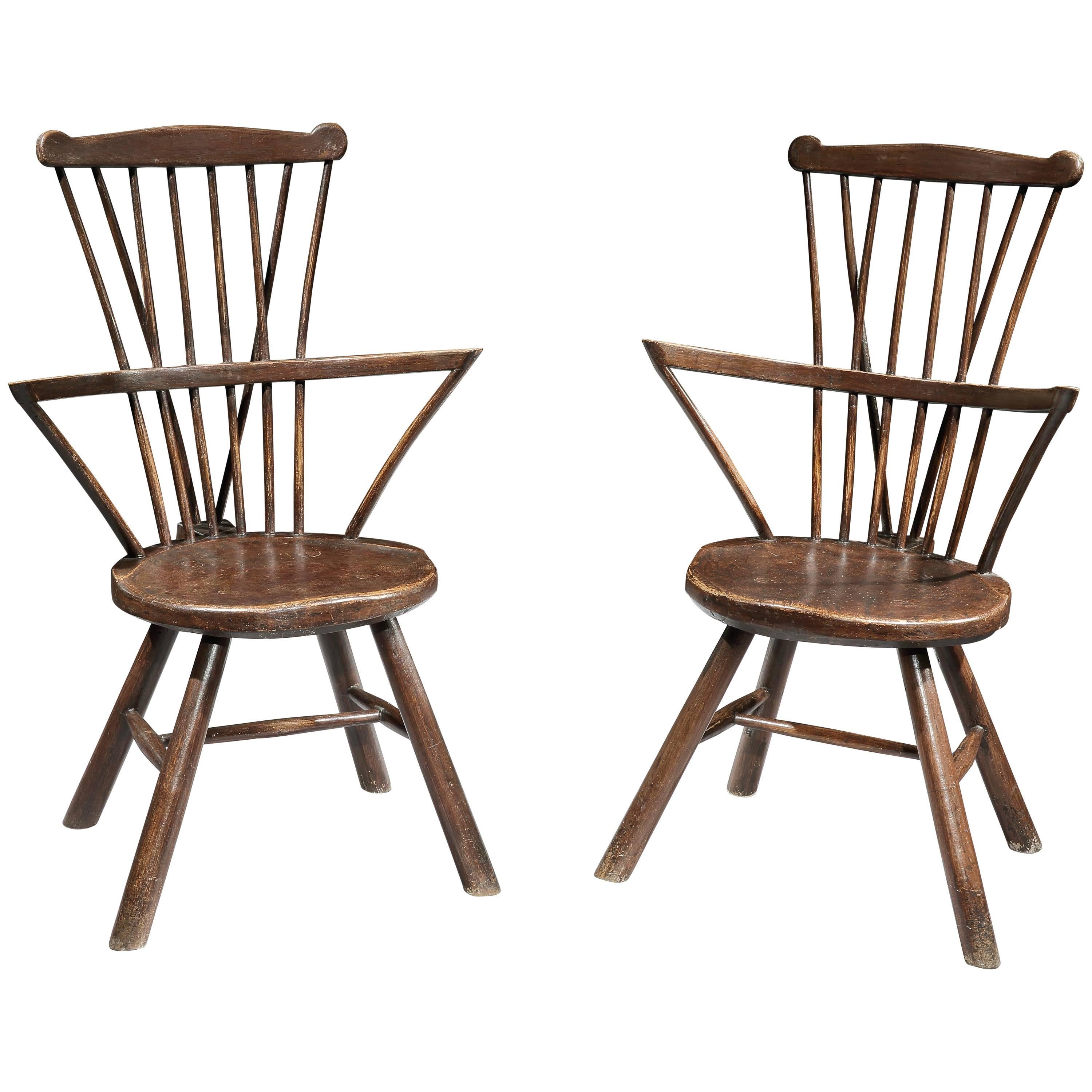 Pair of Round Seated Windsor Chairs