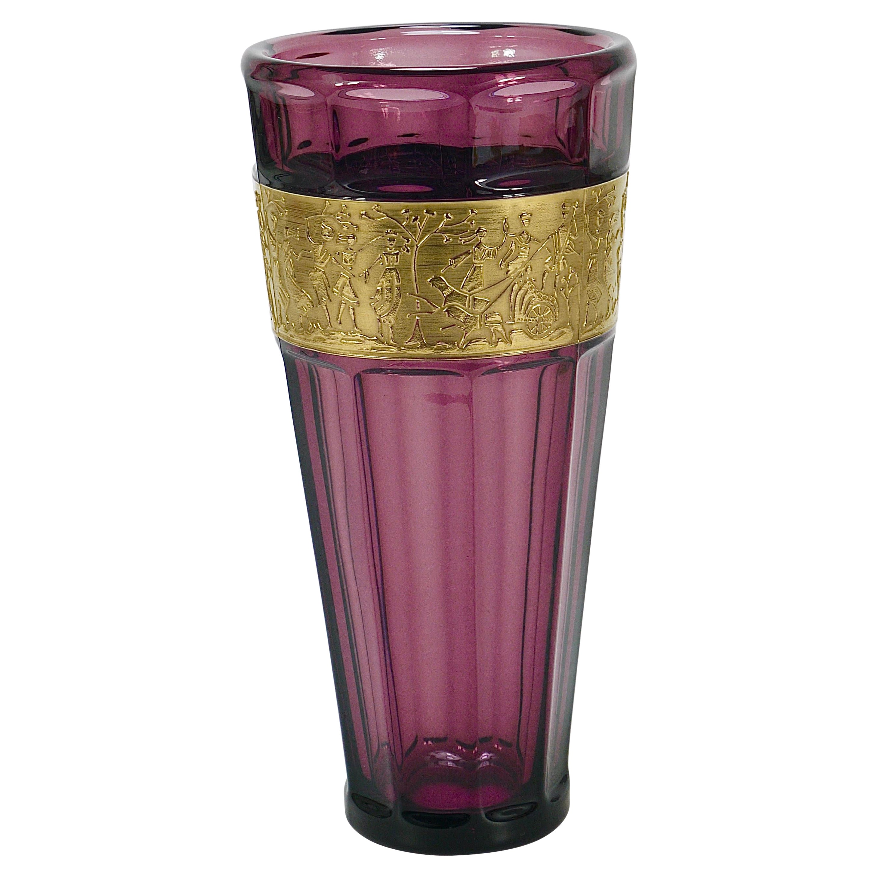 Ludwig Moser Art Deco Amethyst Crystal Glass Vase, Fipop Series, Karlsbad, 1920s For Sale