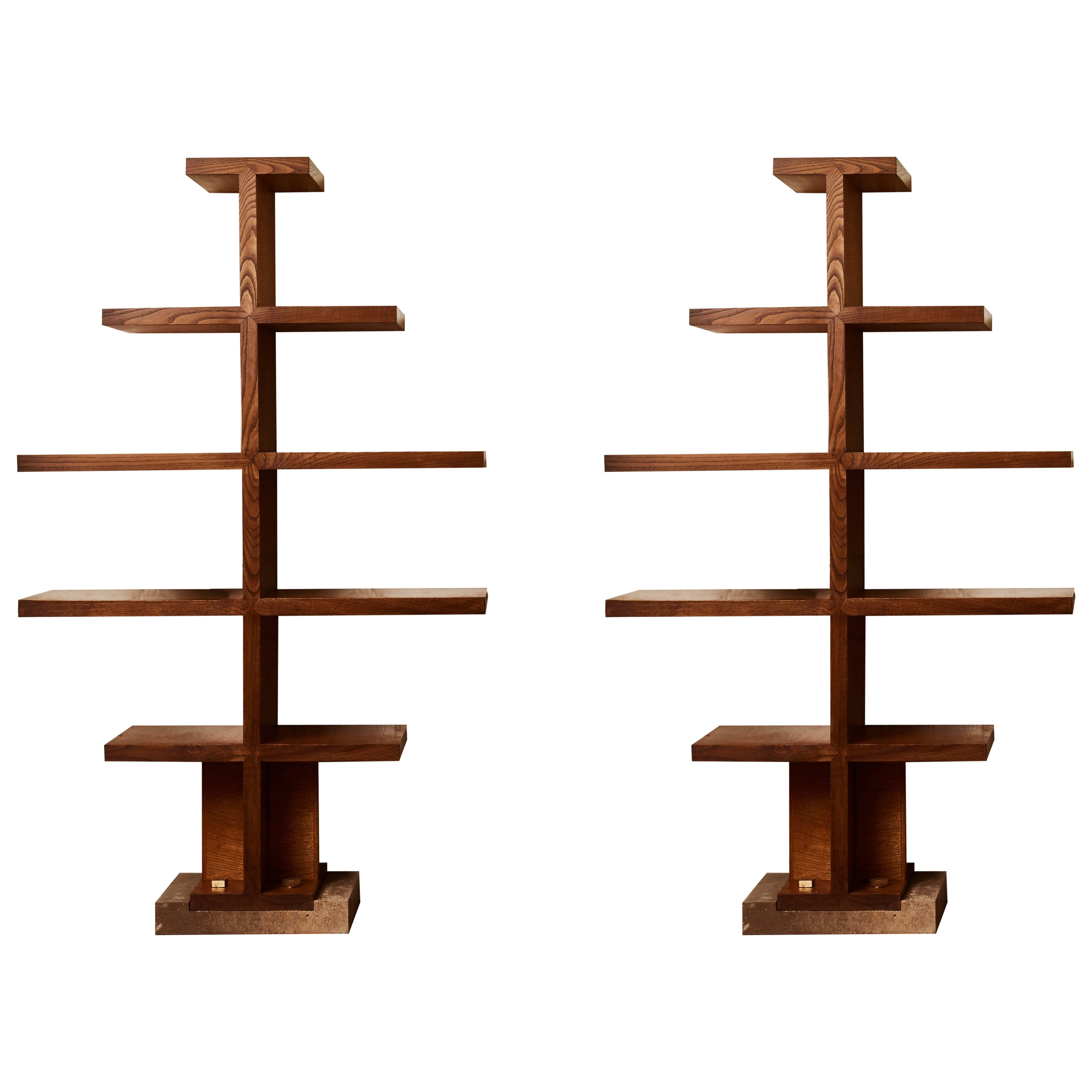 Pair of wooden shelves by Studio Glustin For Sale