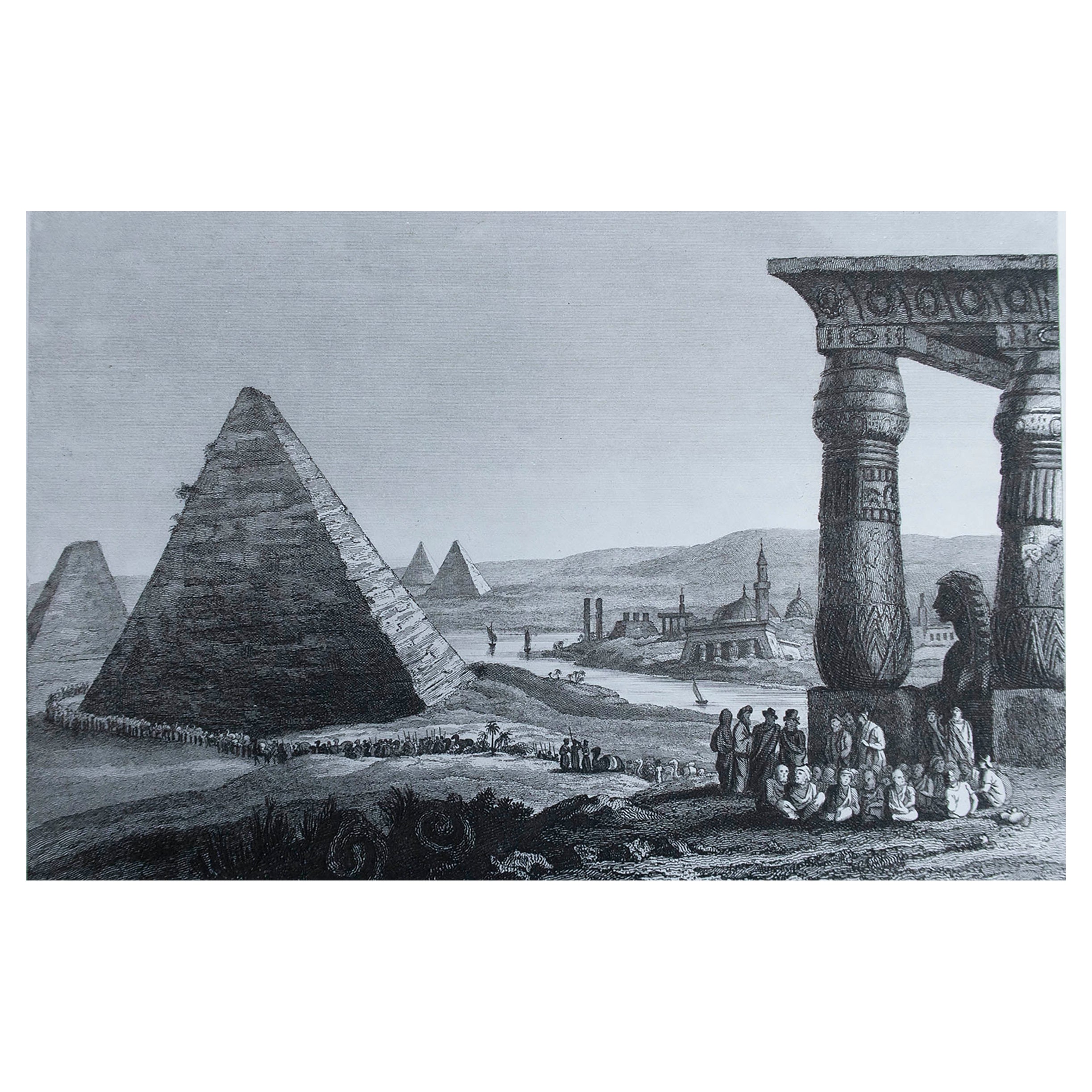 Original Antique Print of The Pyramids of Egypt. C.1820 For Sale