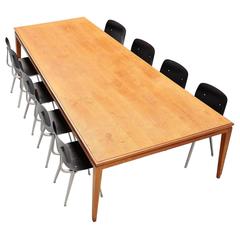 Large Trapezium Conference Table in Oak, Holland, 1920