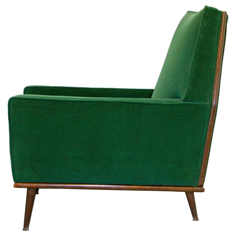 Incredible Lounge Chair in Emerald Green Mohair, 1950s at