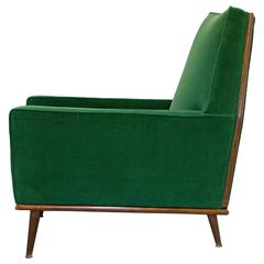Incredible Lounge Chair in Emerald Green Mohair, 1950s