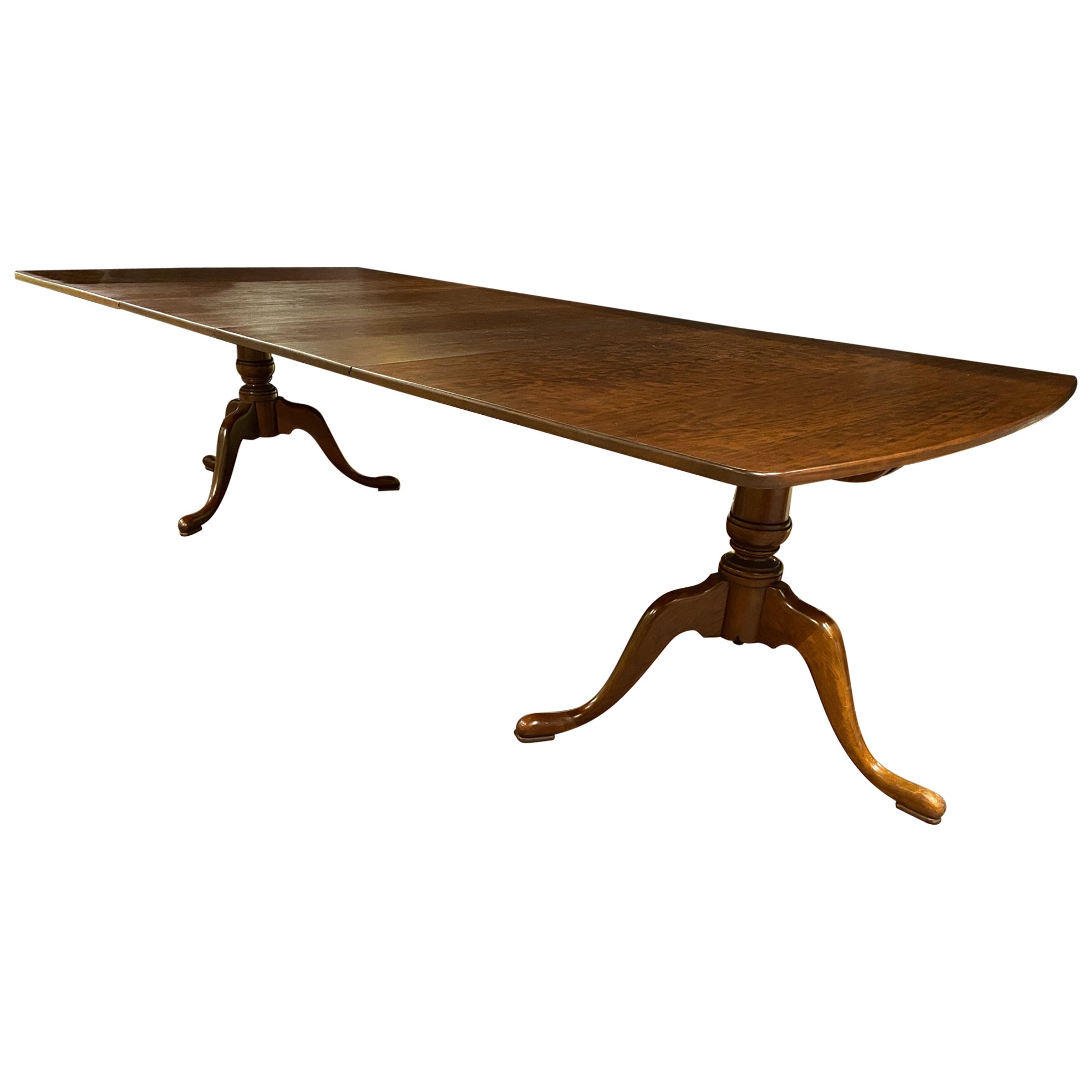 Beautiful Cherrywood Double Pedestal Dining Table with Leaves For Sale