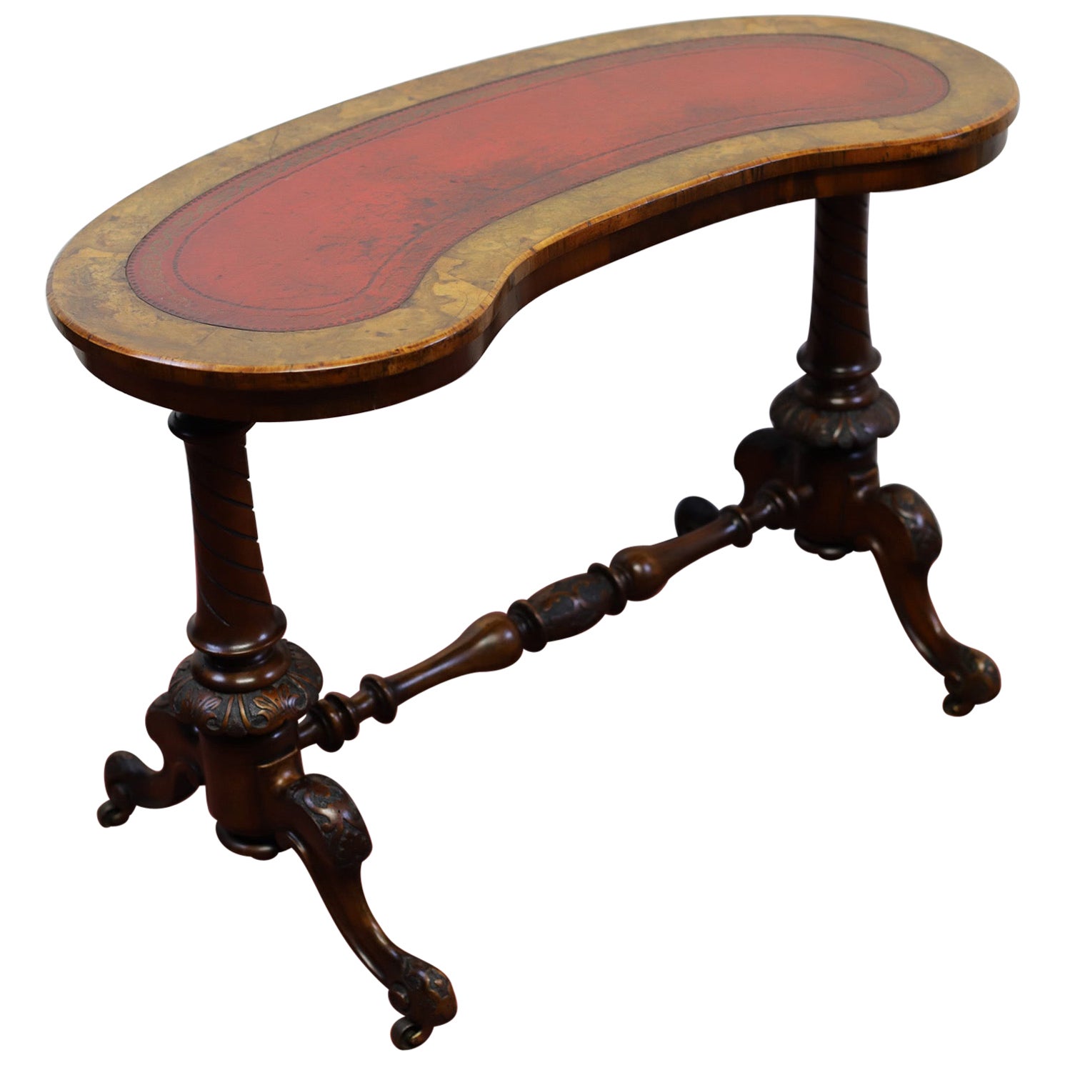 Lovely Mid-Victorian Burr Walnut Kidney Shaped Table  For Sale