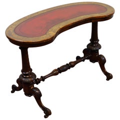 Antique Lovely Mid-Victorian Burr Walnut Kidney Shaped Table 