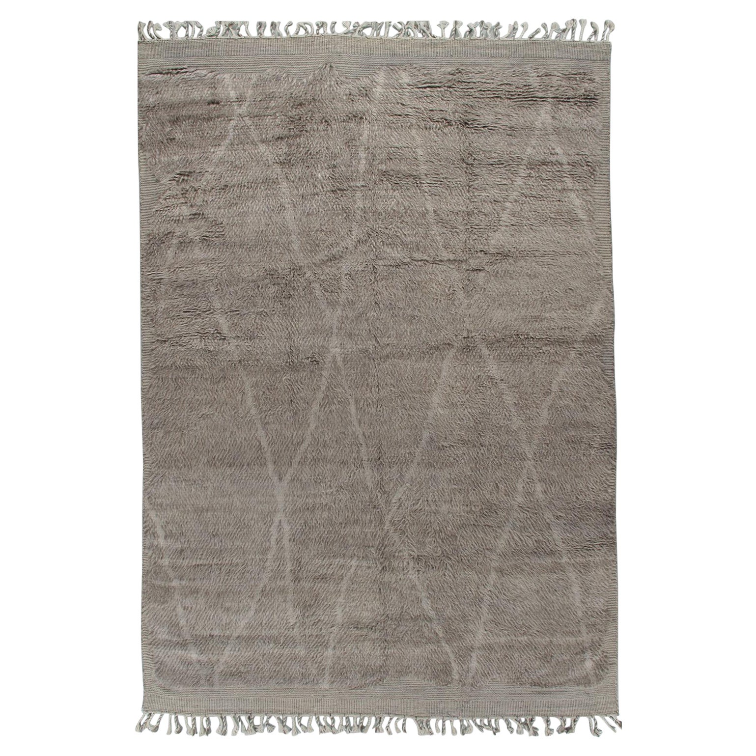 Marokkanisches Grau Elfenbein Stil Fluffy Sammlung Hand geknüpft Teppich 10'1 x 13'11