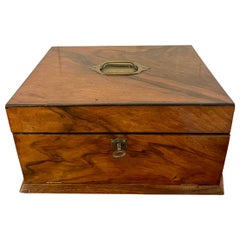 Antique Victorian Quality Figured Walnut Sewing Box