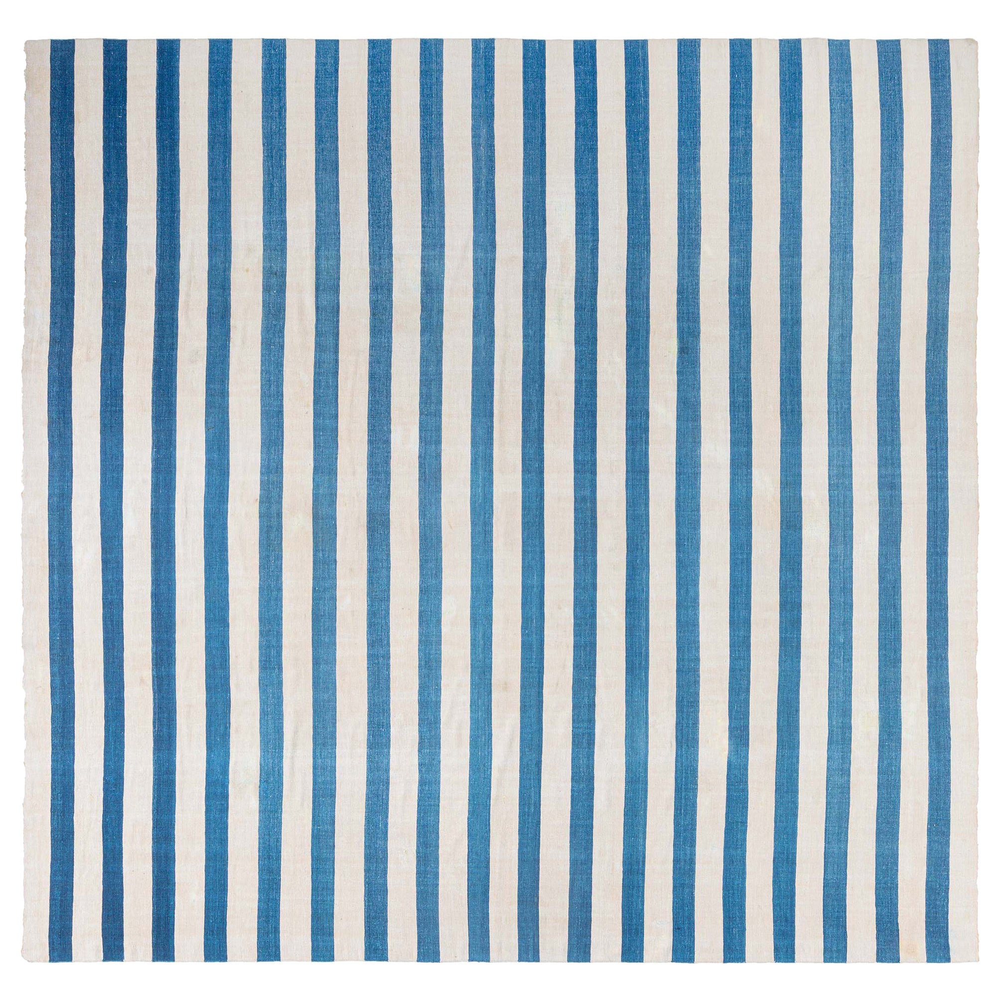 Vintage Indian Dhurrie Striped Rug For Sale