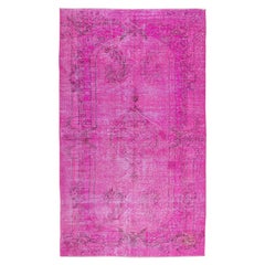 6x7.3 ft Modern Home Decor Pink Carpet, Hand Knotted Anatolian Vintage Area Rug