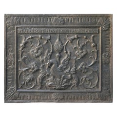 Magnifique plaque de cheminée française Louis XIV "Phoenix", 17ème-18ème siècle