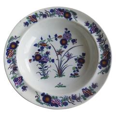 Georgian Spode Bowl or Soup Plate Pearlware Chinese Flowers Pattern, Ca 1820