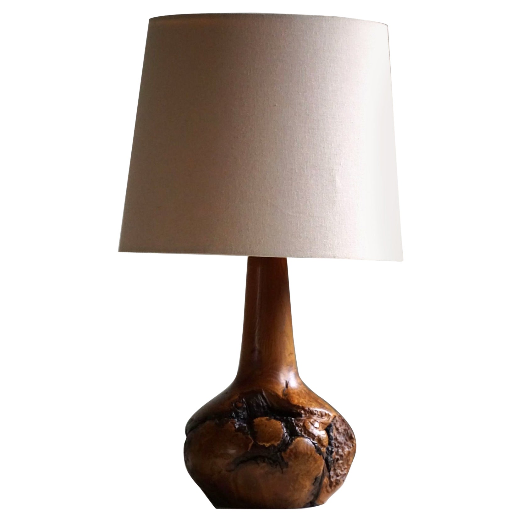 Mid Century Scandinavian Modern Organic Table Lamp in Solid Birch Root, 1960s For Sale