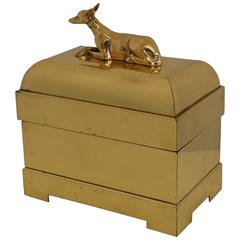 Fabulous Brass Box with Greyhound Handle by Chapman