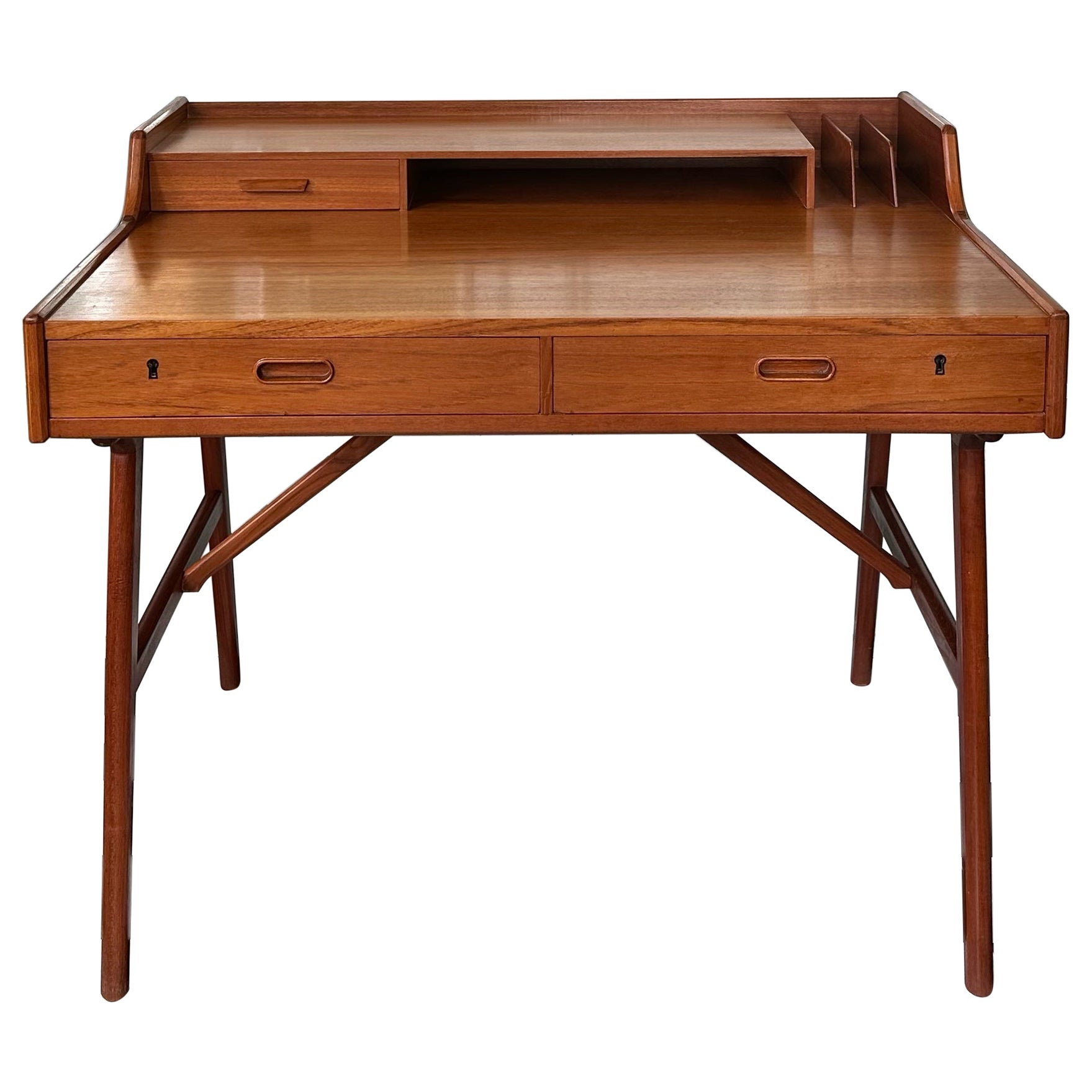Mid-Century Modern Danish Teak Desk by Teak Desk by Arne Wahl Iversen Model 56  For Sale
