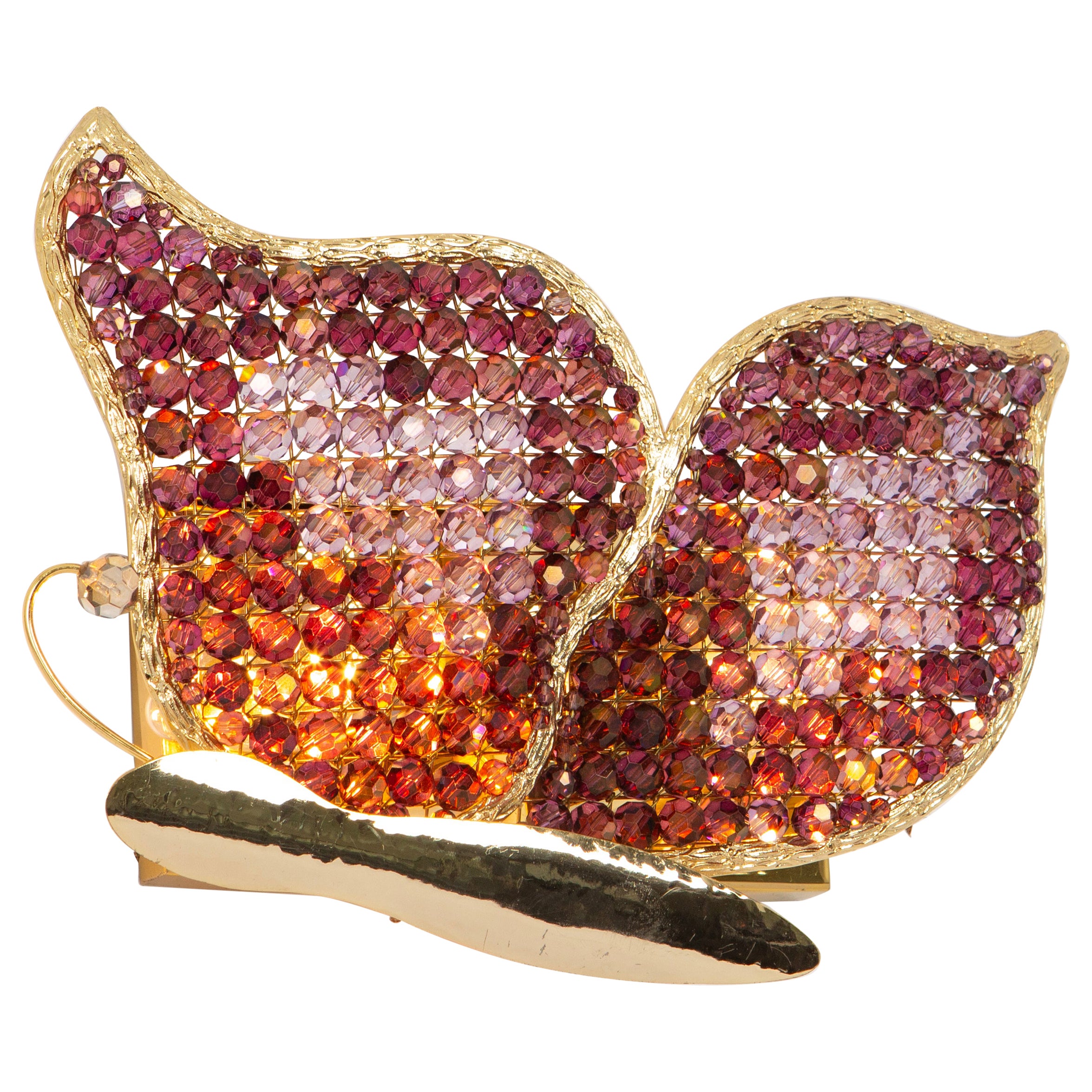 Wunderschöner Schmetterlings-Wandleuchter aus facettiertem Kristallglas, Palwa, 1970er Jahre im Angebot