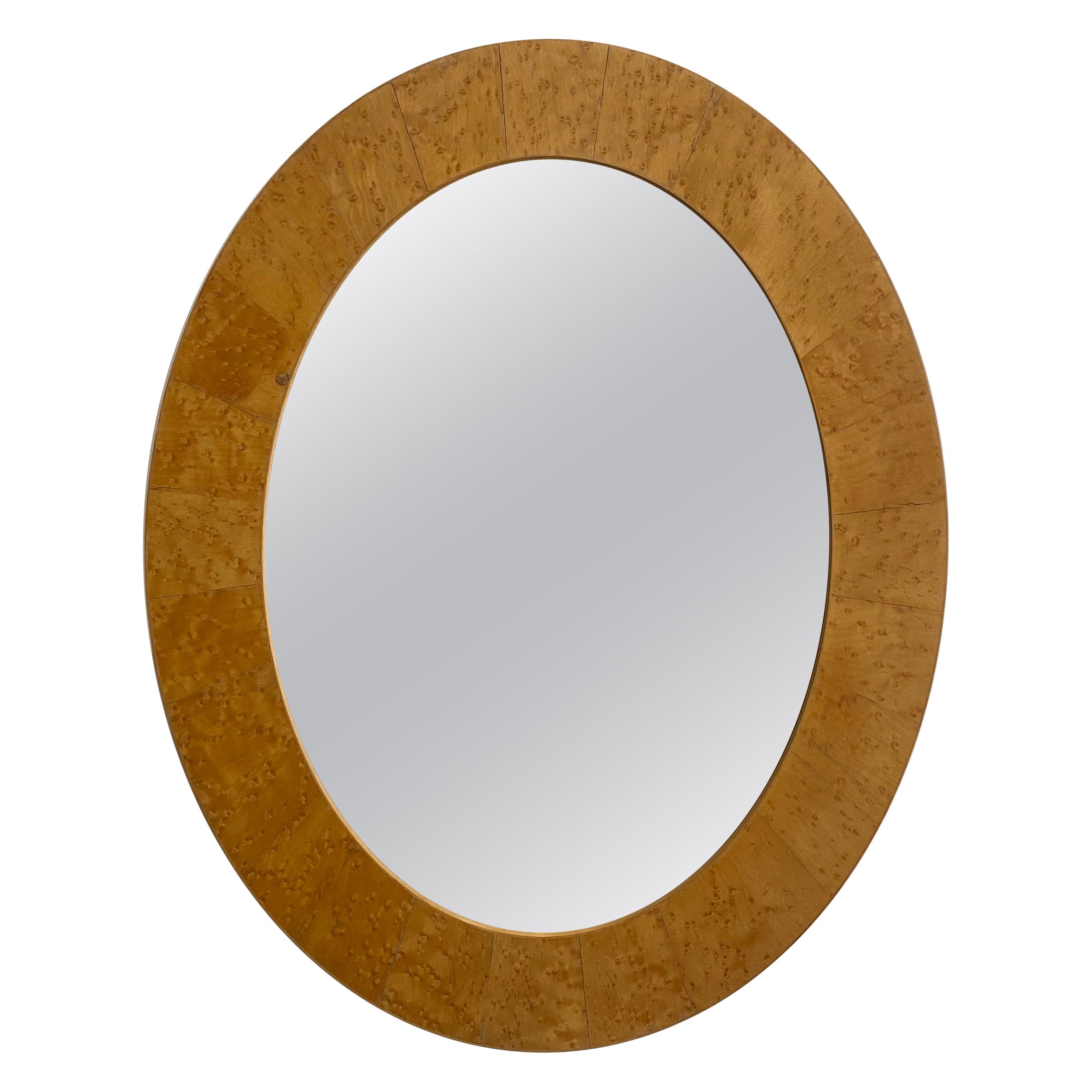 Wurzelholz Ahorn Art Deco Oval Mirror 1970s Mid-Century Modern Vintage #1