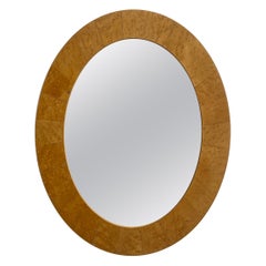 Wurzelholz Ahorn Art Deco Oval Mirror 1970s Mid-Century Modern Vintage #1